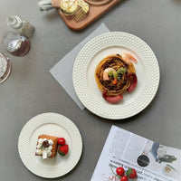 Nordic Ceramic Plates Set Elegant White Golf Pattern