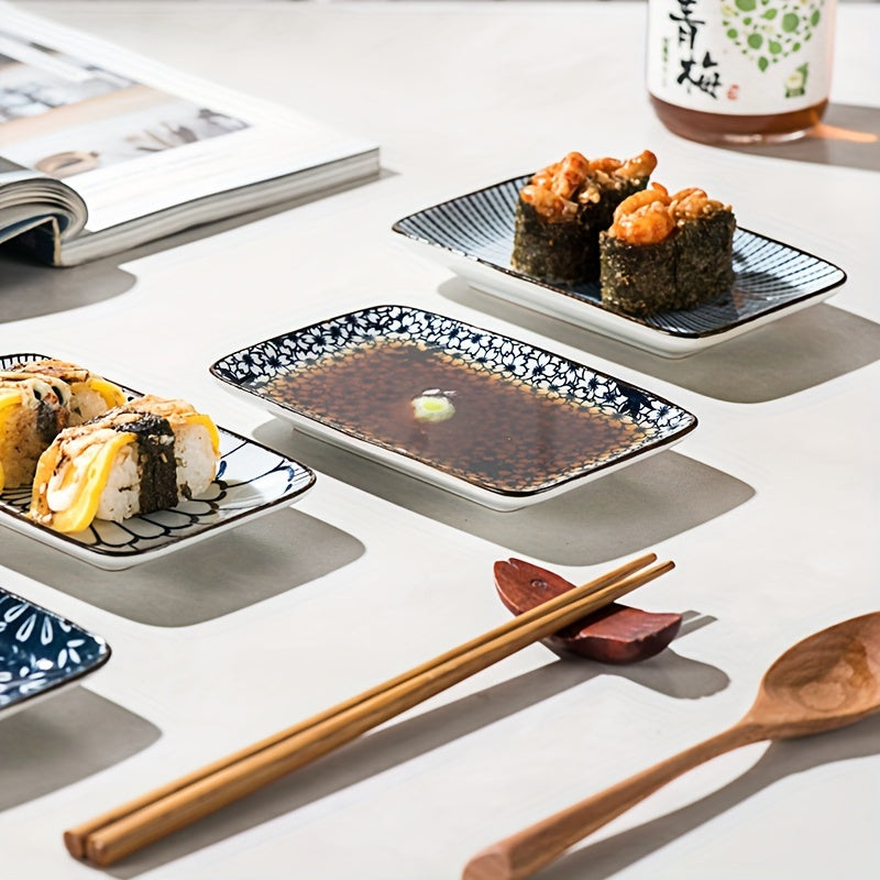 Boho Ceramic Sushi  Dessert Plates  Set of 4 Microwave Safe