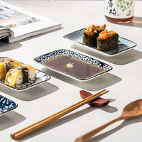 Boho Ceramic Sushi  Dessert Plates  Set of 4 Microwave Safe