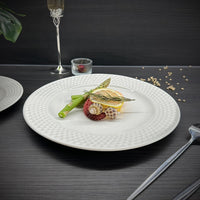 Nordic Ceramic Plates Set Elegant White Golf Pattern