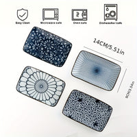 Boho Ceramic Sushi  Dessert Plates  Set of 4 Microwave Safe