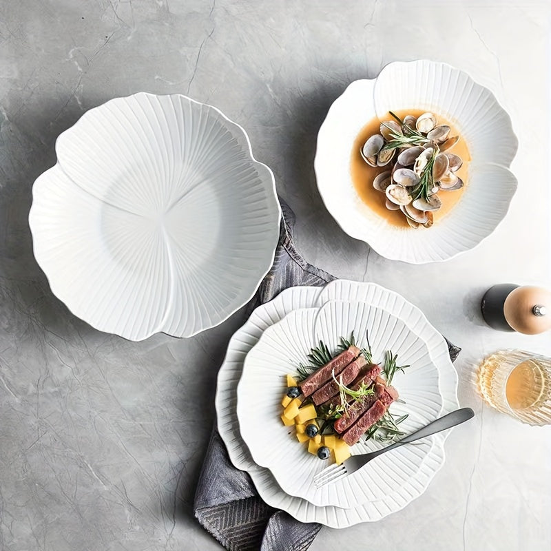 Premium White Ceramic Dinner Plates for Gourmet Dining