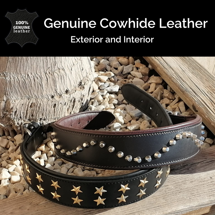 Collar de Cuero Genuino para Perros – Estilo Punk con Tachuelas –