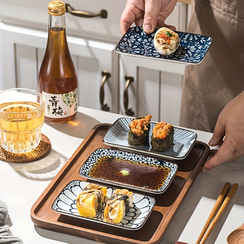Boho Ceramic Sushi  Dessert Plates  Set of 4 Microwave Safe