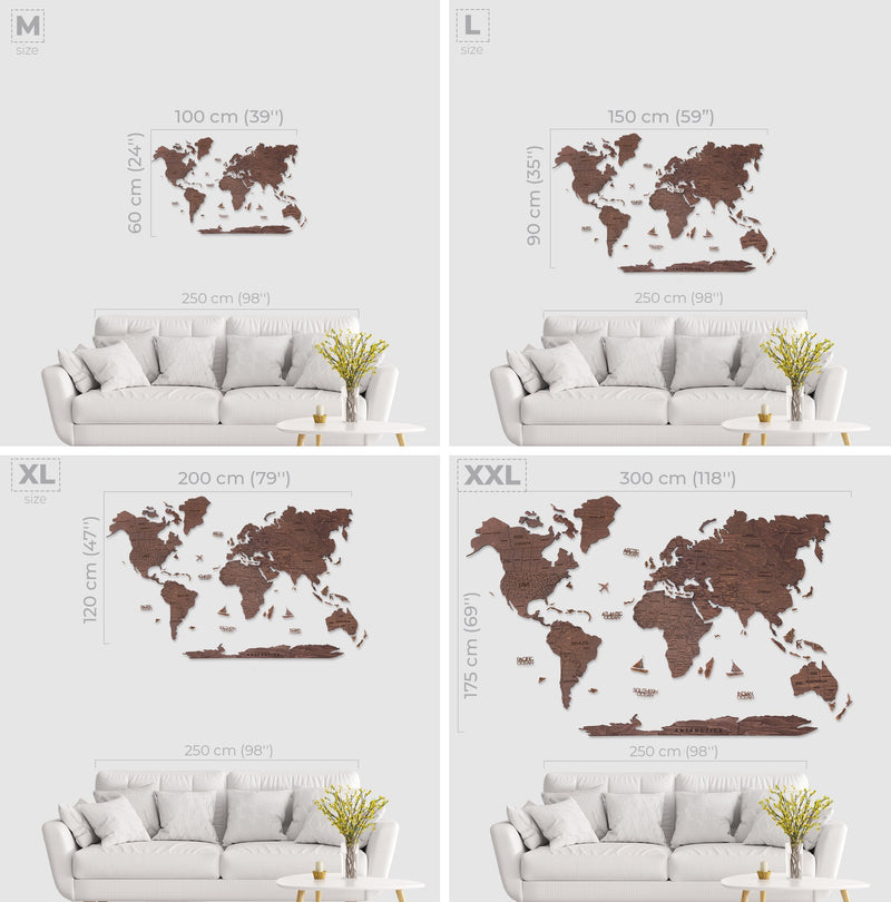 Wooden World Map Oak