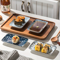 Boho Ceramic Sushi  Dessert Plates  Set of 4 Microwave Safe