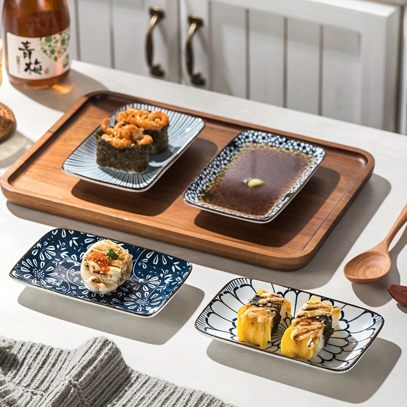 Boho Ceramic Sushi  Dessert Plates  Set of 4 Microwave Safe