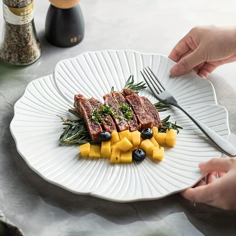 Premium White Ceramic Dinner Plates for Gourmet Dining