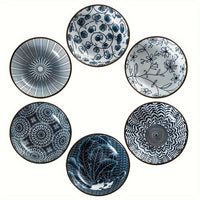 6Piece MultiPurpose Ceramic Snack Plates  Ideal for Sushi  Sauces