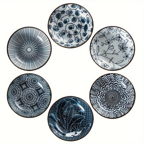 6Piece MultiPurpose Ceramic Snack Plates  Ideal for Sushi  Sauces