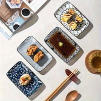 Boho Ceramic Sushi  Dessert Plates  Set of 4 Microwave Safe