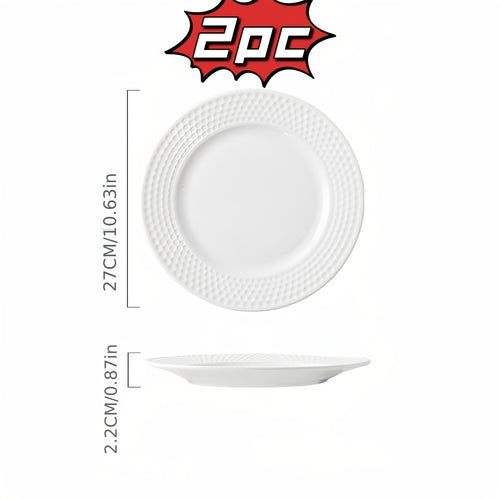 Nordic Ceramic Plates Set Elegant White Golf Pattern