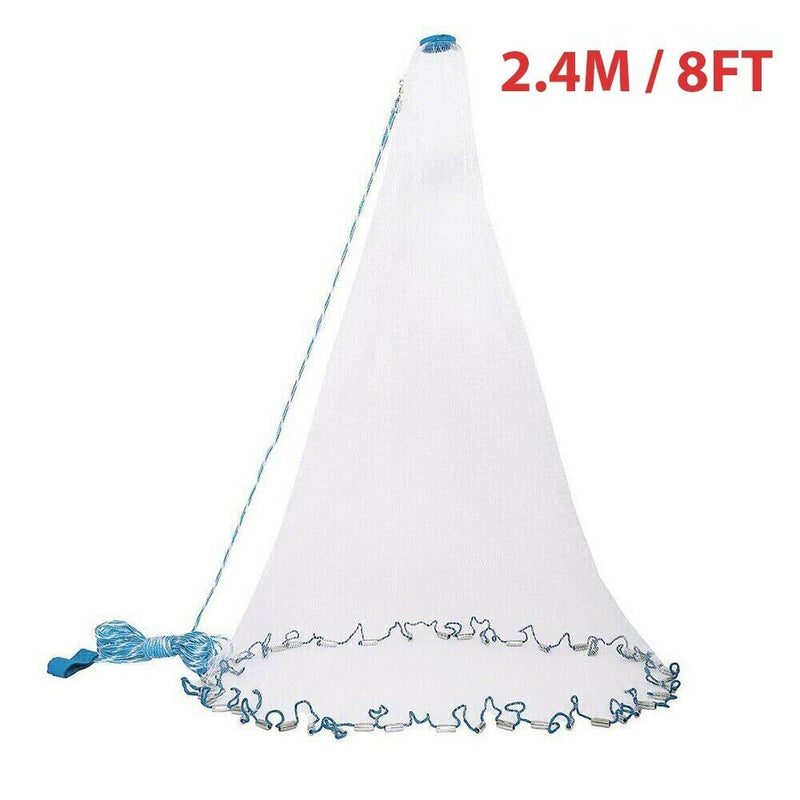 6/8/10/12/16FT Fishing Cast Net Bait Easy Throw Hand Cast Strong Nylon