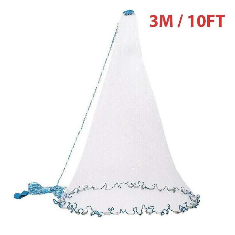 6/8/10/12/16FT Fishing Cast Net Bait Easy Throw Hand Cast Strong Nylon