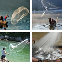 6/8/10/12/16FT Fishing Cast Net Bait Easy Throw Hand Cast Strong Nylon