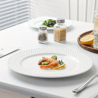 Nordic Ceramic Plates Set Elegant White Golf Pattern