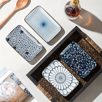 Boho Ceramic Sushi  Dessert Plates  Set of 4 Microwave Safe