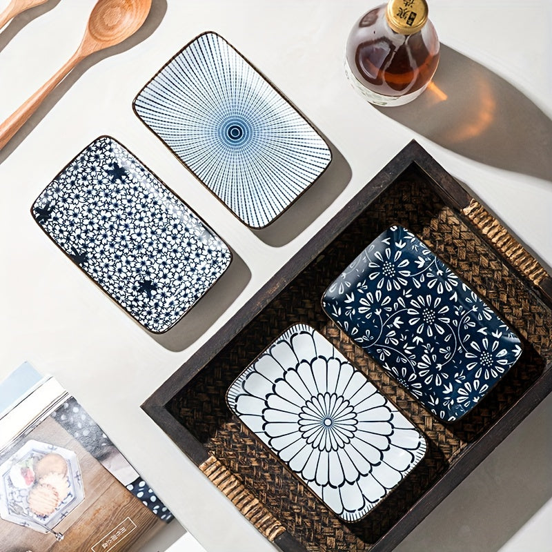 Boho Ceramic Sushi  Dessert Plates  Set of 4 Microwave Safe