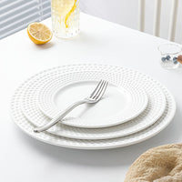 Nordic Ceramic Plates Set Elegant White Golf Pattern