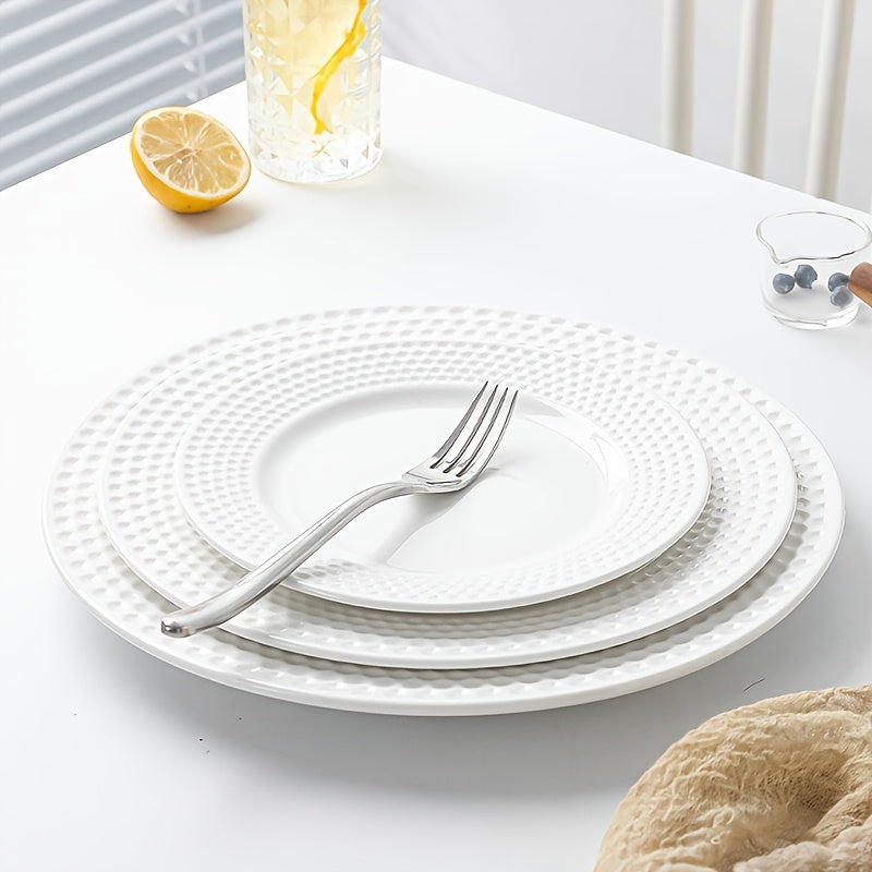Nordic Ceramic Plates Set Elegant White Golf Pattern