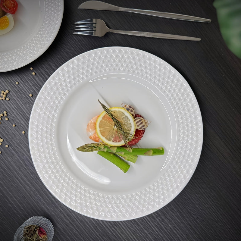 Nordic Ceramic Plates Set Elegant White Golf Pattern