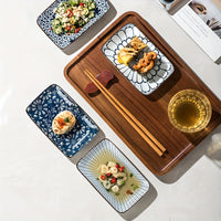 Boho Ceramic Sushi  Dessert Plates  Set of 4 Microwave Safe