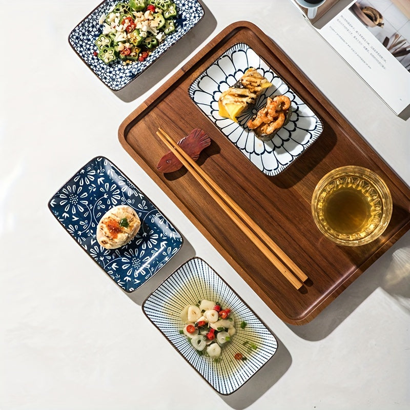 Boho Ceramic Sushi  Dessert Plates  Set of 4 Microwave Safe