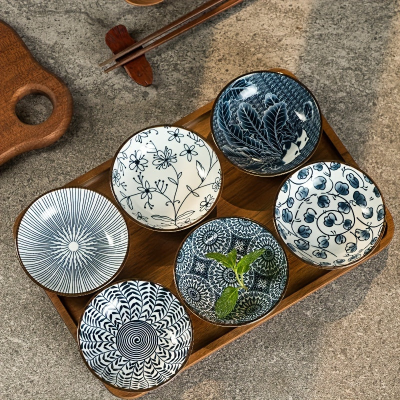 6Piece MultiPurpose Ceramic Snack Plates  Ideal for Sushi  Sauces