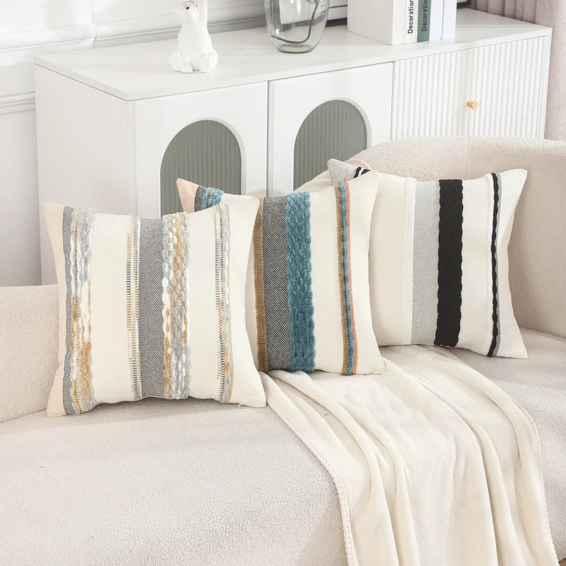 Boho Striped Chenille Throw Pillowcases