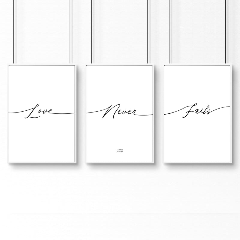 Love word art for walls | set of 3 Bedroom wall art prints