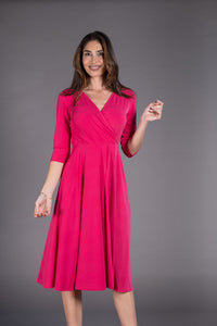 Vestido midi abertura delantera liso fresa