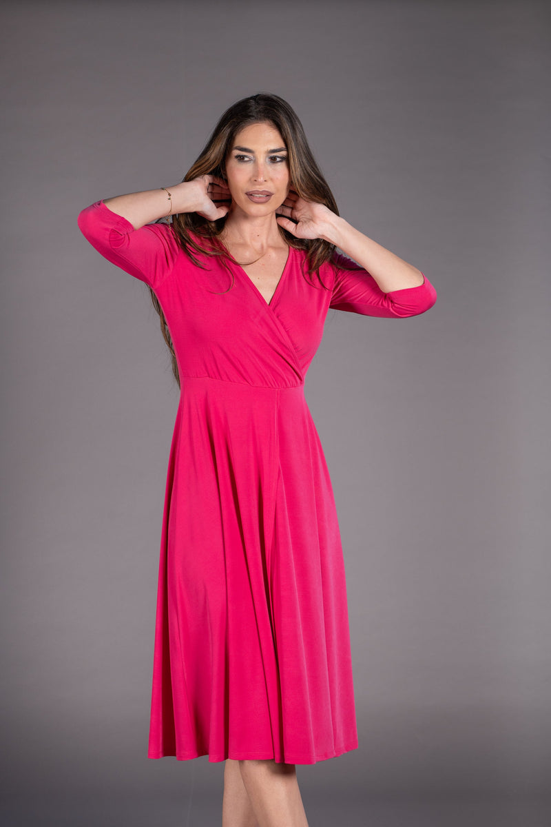Vestido midi abertura delantera liso fresa