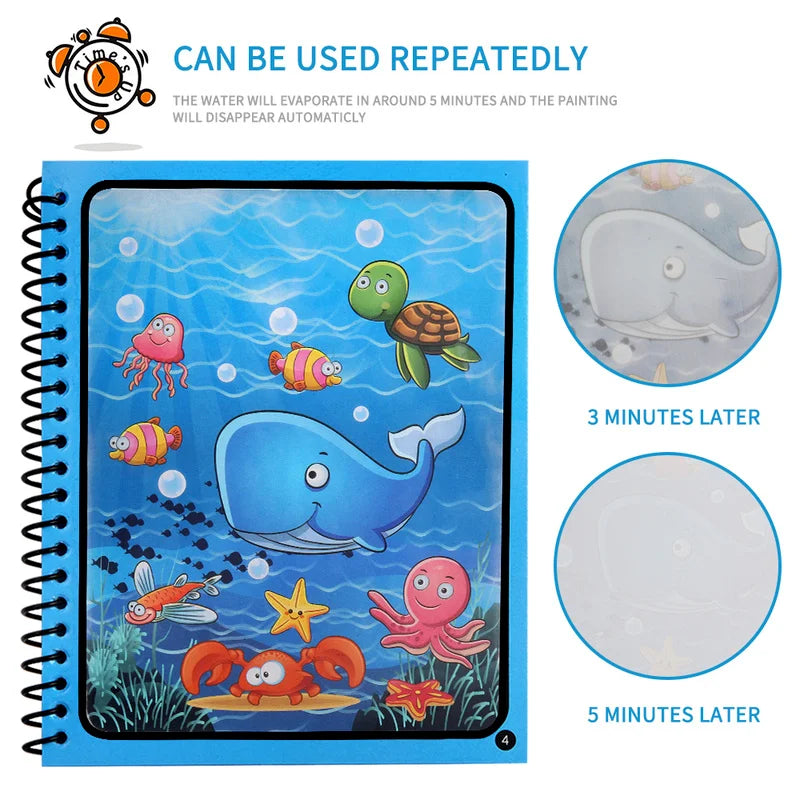 Magical Book Water Drawing Montessori Toys Reusable Coloring Book