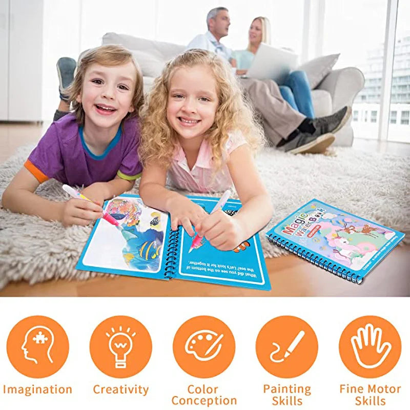 Magical Book Water Drawing Montessori Toys Reusable Coloring Book