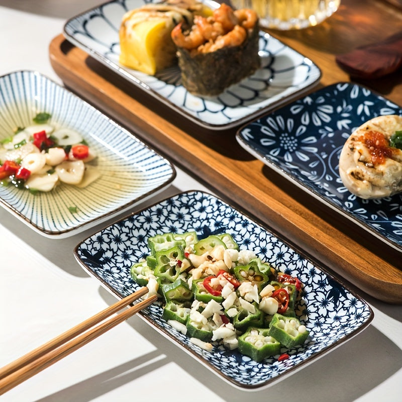 Boho Ceramic Sushi  Dessert Plates  Set of 4 Microwave Safe