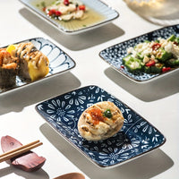 Boho Ceramic Sushi  Dessert Plates  Set of 4 Microwave Safe