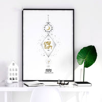 Aquarius constellation wall art print | Zodiac horoscope sign
