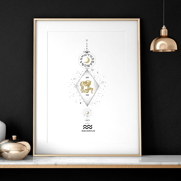 Aquarius constellation wall art print | Zodiac horoscope sign