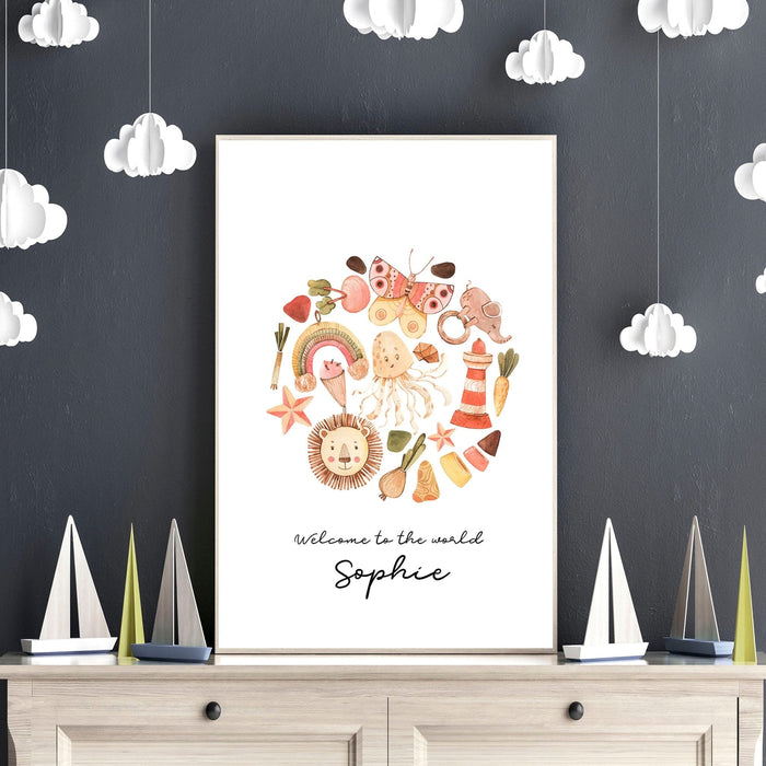 Childrens bedroom decor wall art print