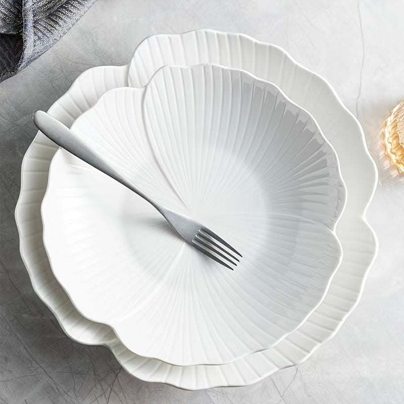 Premium White Ceramic Dinner Plates for Gourmet Dining