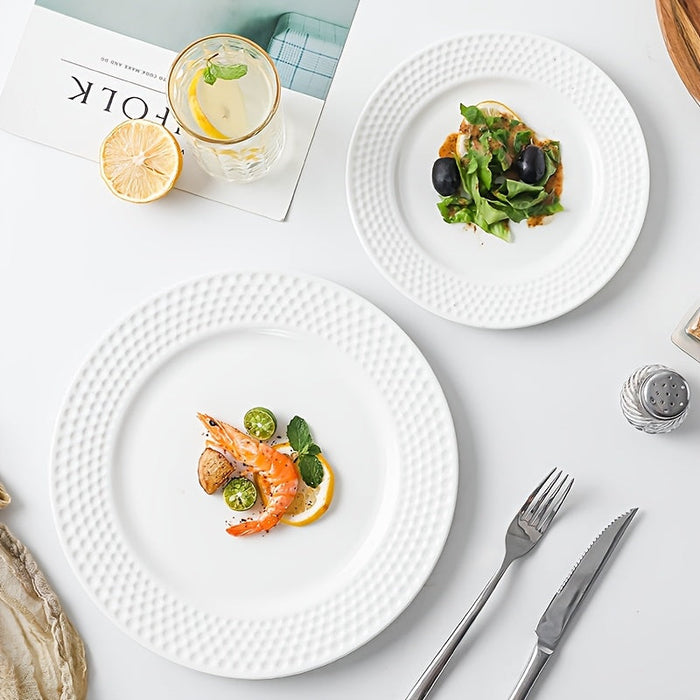 Nordic Ceramic Plates Set Elegant White Golf Pattern