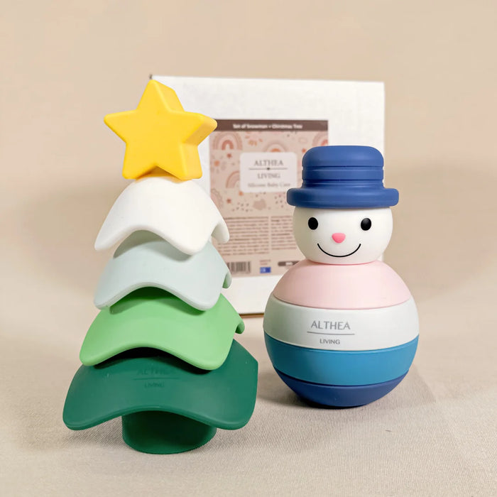 Juguete navideño apilable de silicona orgánica