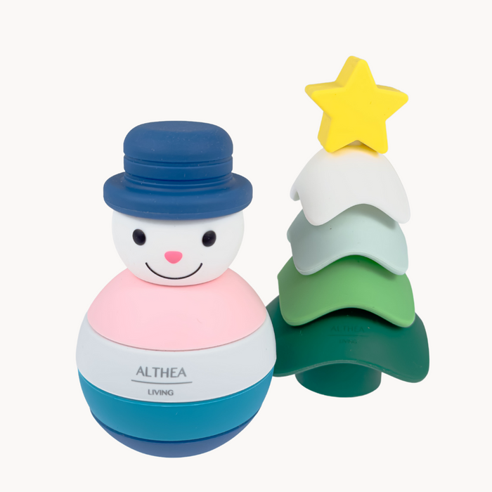 Juguete navideño apilable de silicona orgánica