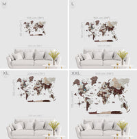 3D Wooden World Map Cappuccino