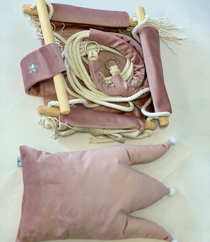 Swing with crown shaped cushion, dusty pink