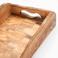 Handmade Olive Wood Rectangular Tray with Handles – Serving Board