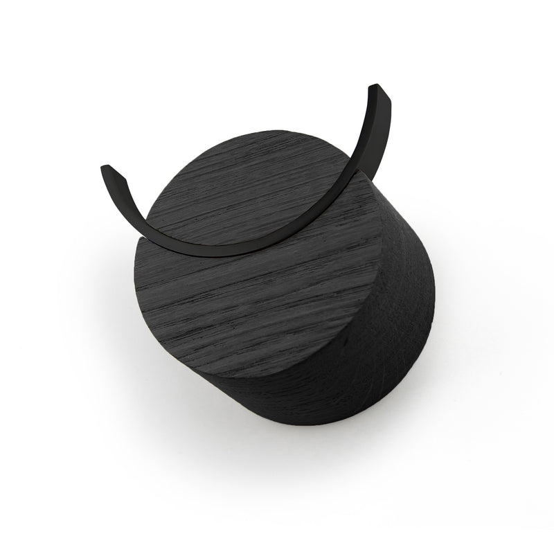 Wall hook DEER | Black painted oak wood, black painted steel