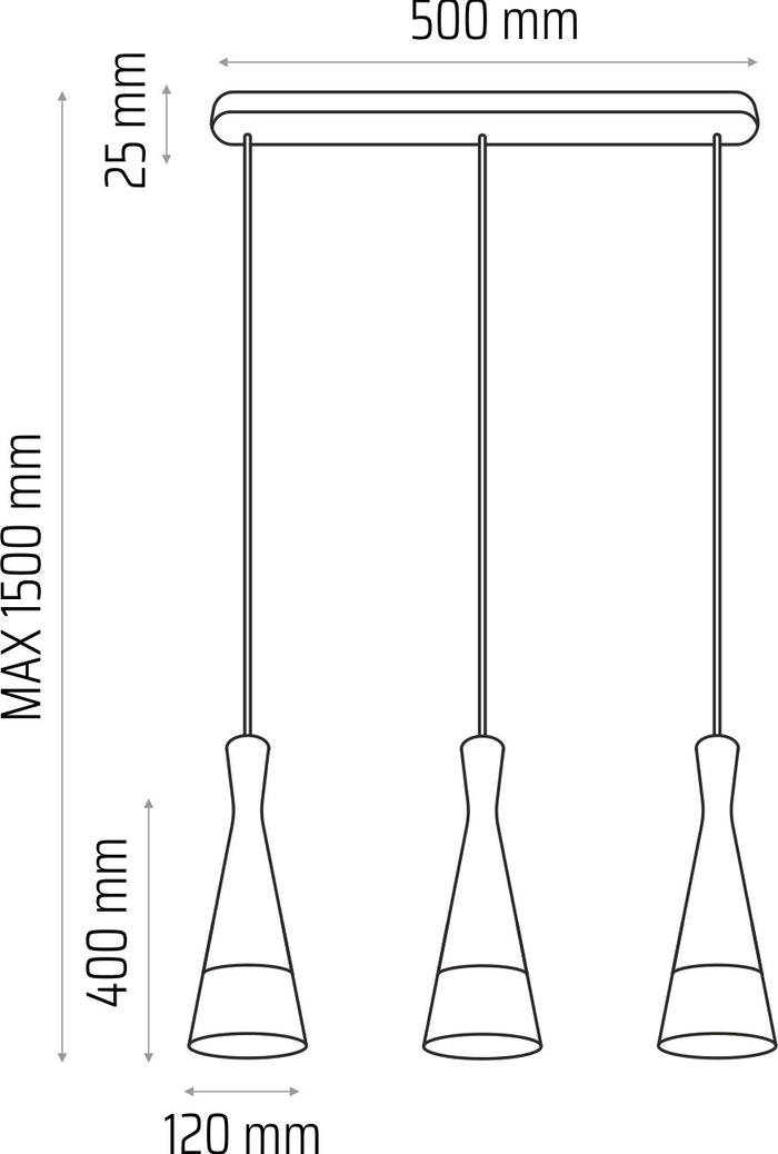 Hanging lamp grey Vegas2 3p