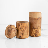 Handcrafted Olive Wood Spice Box with Thread for Rustic Kitchen Charm