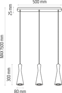 Hanging lamp black Vegas 3 tr